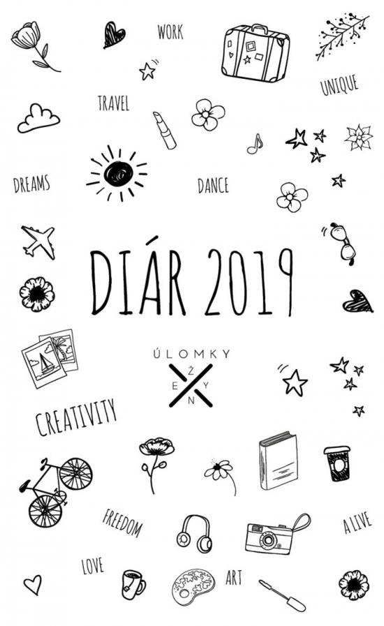 Obrázok Diár Úlomky Ženy 2019 SK/CZ (Rok s nami) - Kreslienkový white