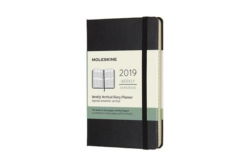 Obrázok Moleskine: Vertikální týdenní diář 2019 tvrdý černý S