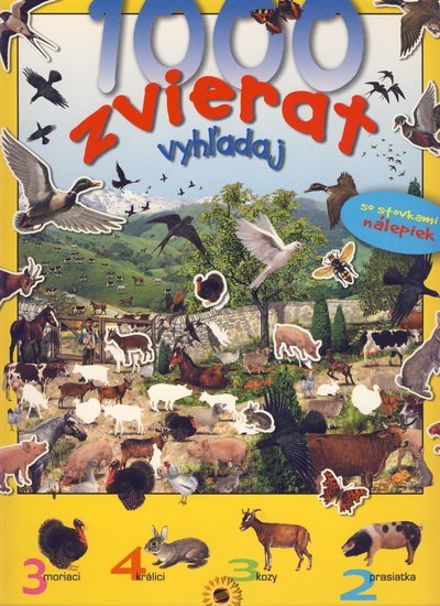 Obrázok 1000 zvierat vyhľadaj - so stovkami samolepiek