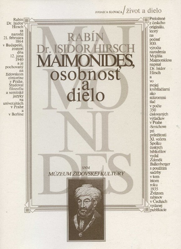 Obrazok Maimonides, osobnosť a dielo