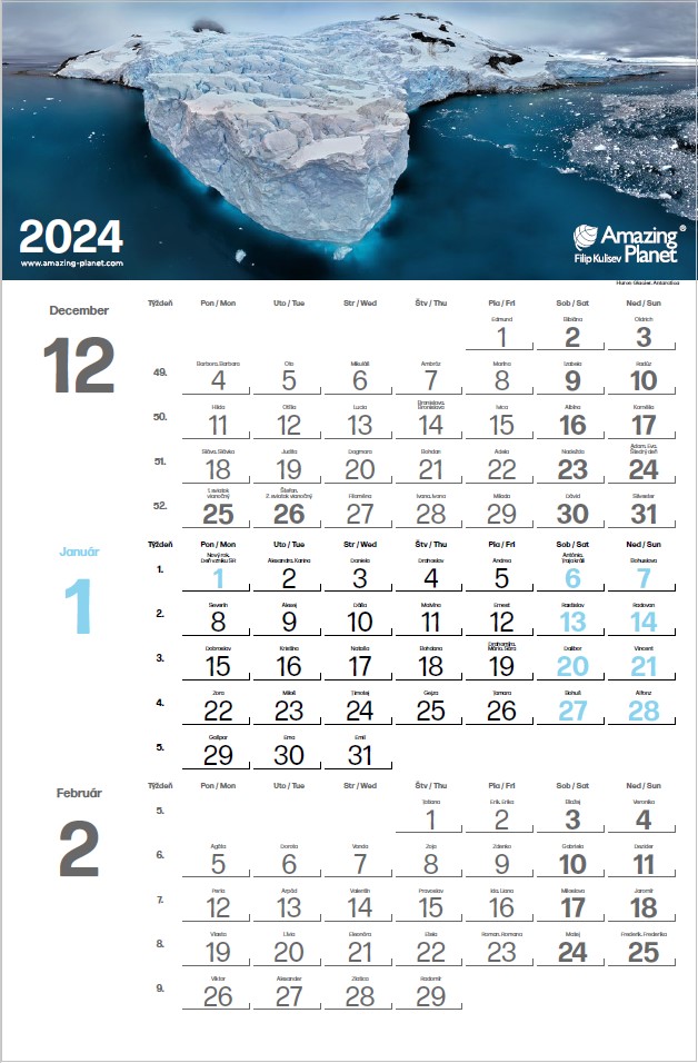 Obrázok 3-mesačný kalendár Amazing Planet 2025
