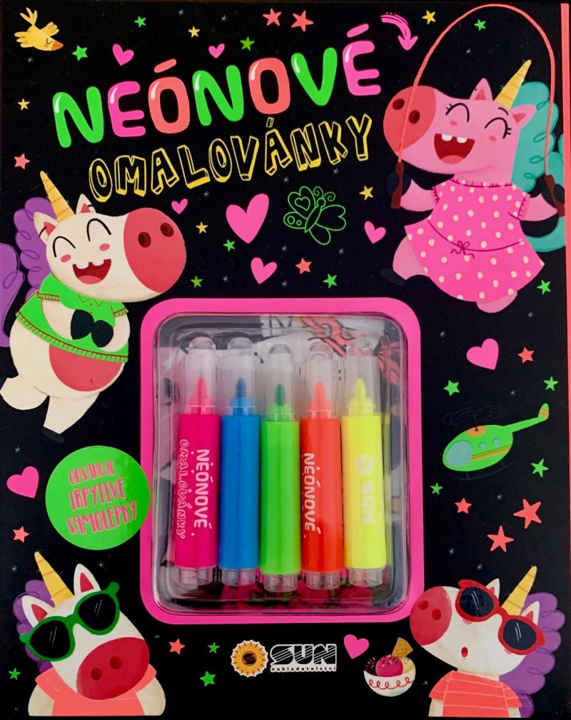 Obrázok Neonové omalovánky se třpytivými samolepkami a fixami