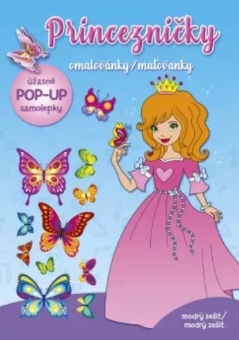 Obrázok Princezničky maľovanky modrý zošit (+ pop-up samolepky)