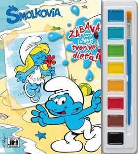 Obrázok Vymaľovanka A5 s vodovými farbami/ Šmolkovia