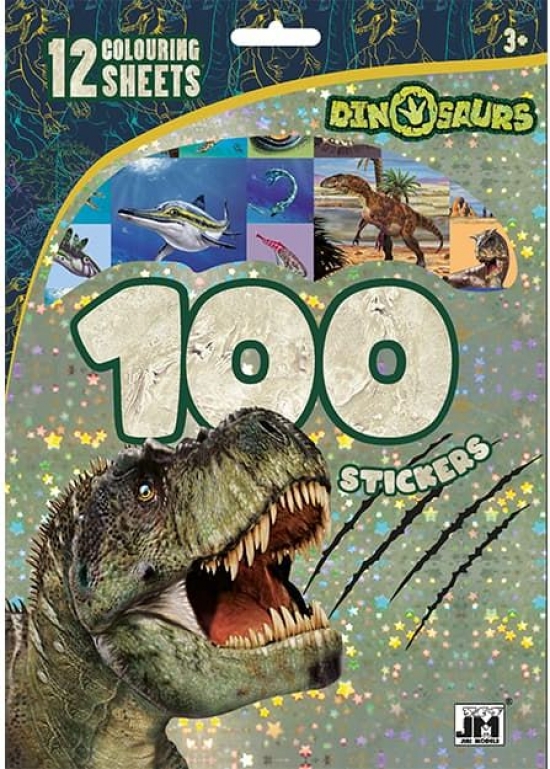 Obrázok 100 samolepiek s maľovankovými listami Dinosaury