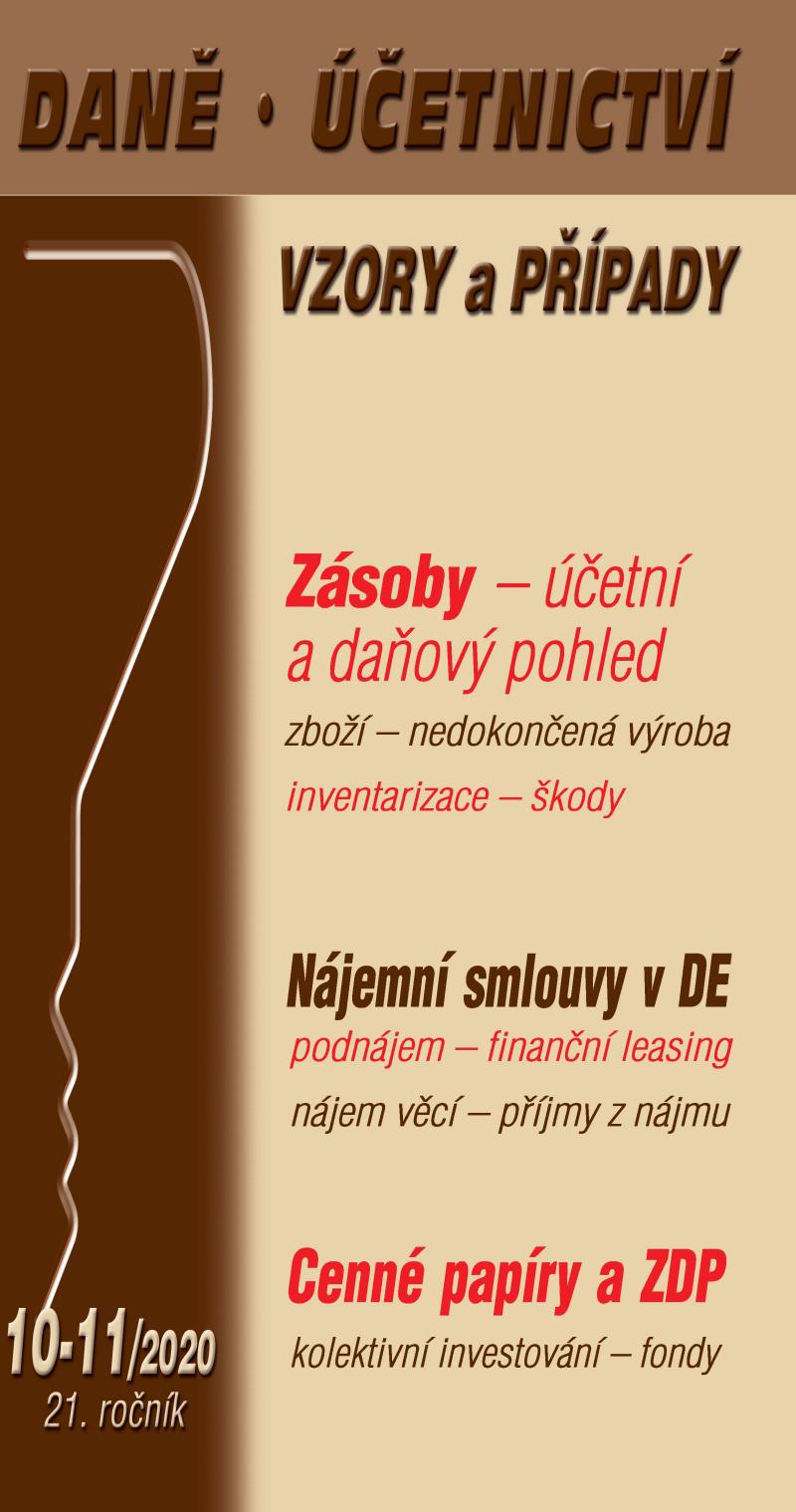 Obrázok DÚVaP 10-11/2020 Zásoby - účetně a daňově, Nájemní smlouvy v DE, Cenné papíry a ZDP