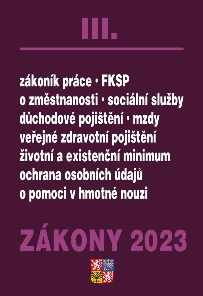 Obrázok Zákony III/2023 Zákoník práce, Pojištění, Sociální služby