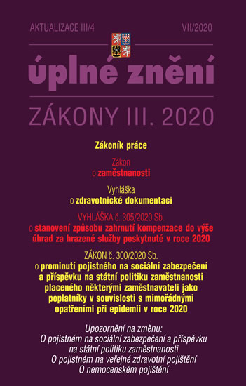 Obrázok Aktualizace III/4 2020 Zákoník práce, Zákon o zaměstnanosti - Transpozice směrnice Evropského parlamentu a Rady (EU)