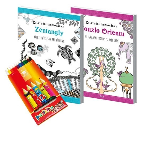 Obrázok Relaxační omalovánky s pastelkami-set (Zentangly a Kouzlo Orientu)