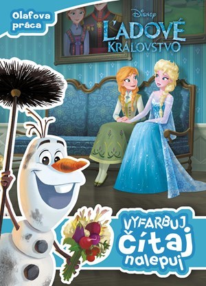 Obrázok Ľadové kráľovstvo - Olafova práca. Vyfarbuj, čítaj si, nalepuj
