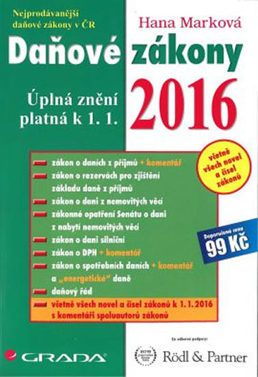 Obrázok Daňové zákony 2016 - Úplná znění platná k 1. 1. 2016