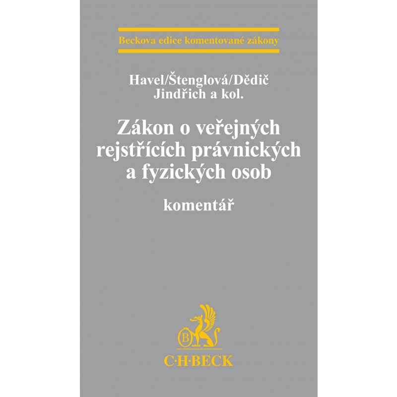 Obrazok Zákon o veřejných rejstřících právnických a fyzických osob.Komentář