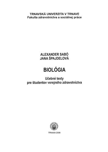 Obrazok Biológia - Základné učebne texty pre študentov verejného zdravotníctva